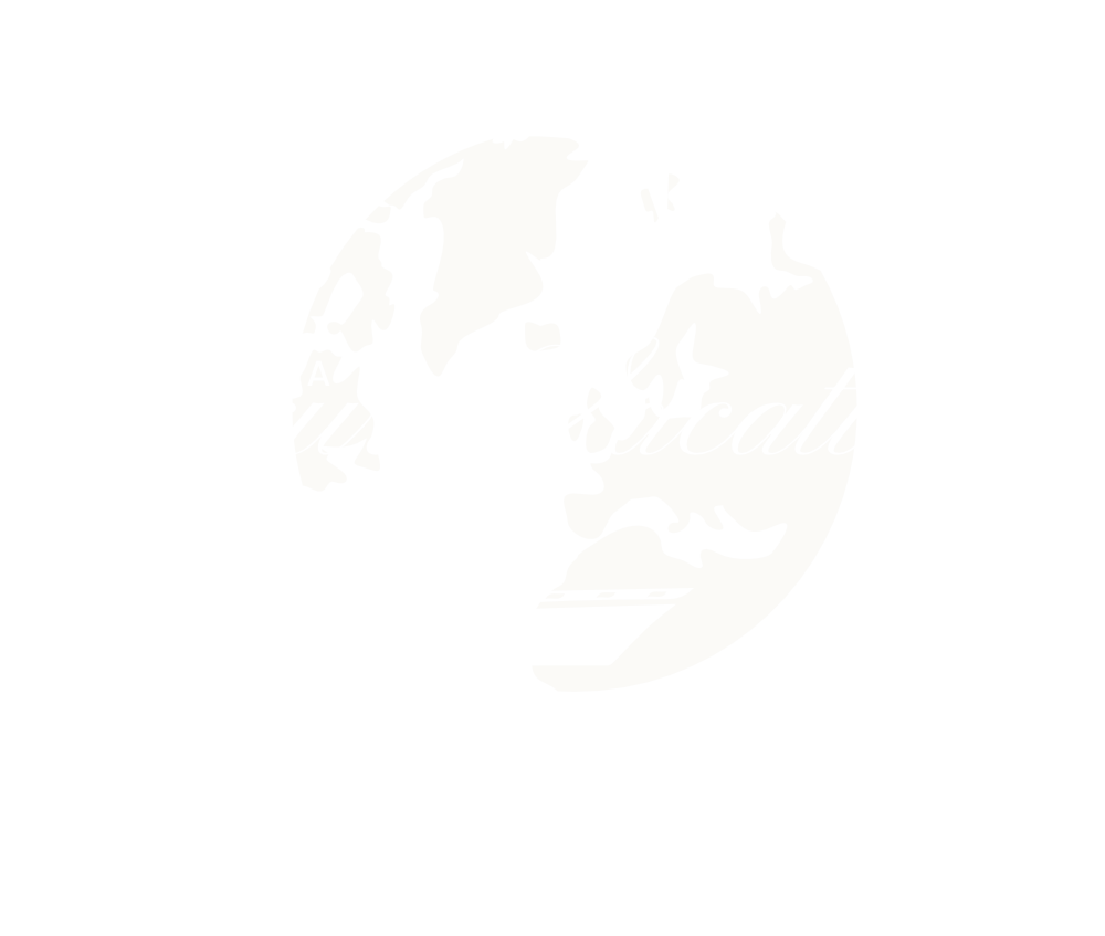 A delicate, almost transparent graphic depicting a world map inscribed within a circle (globe). A decorative, white cursive inscription runs through the center of the globe, making it difficult to read due to poor visibility.